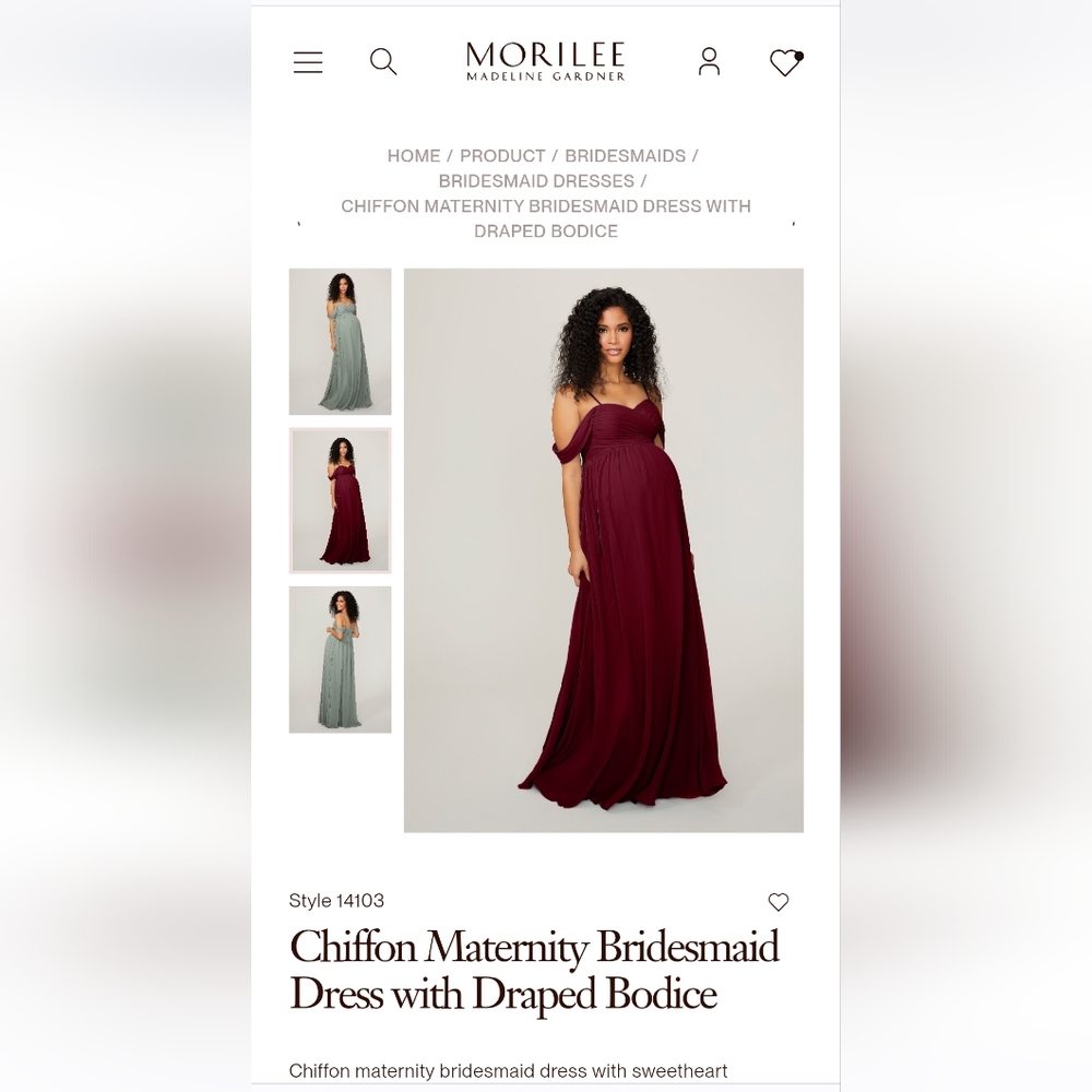 Morilee bordeaux bridesmaid dress size 14 maternity